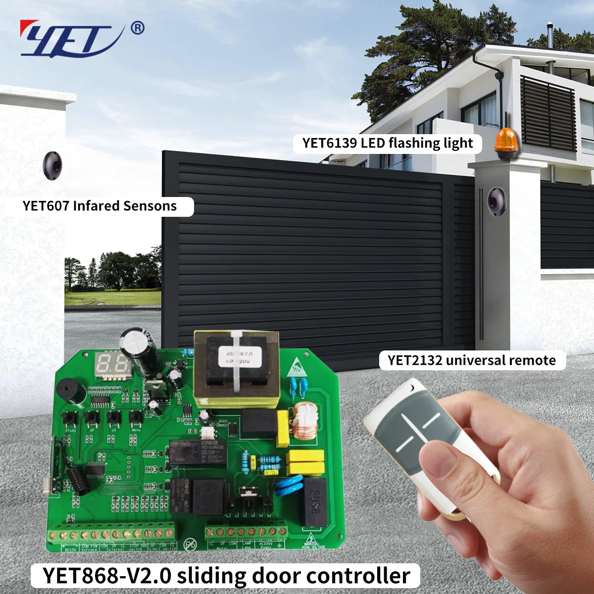 YET868PC-V2.0 Soft Start Open Stop Automatic Electric Gate Operator Opener Sliding Gate Remote Controller Panel