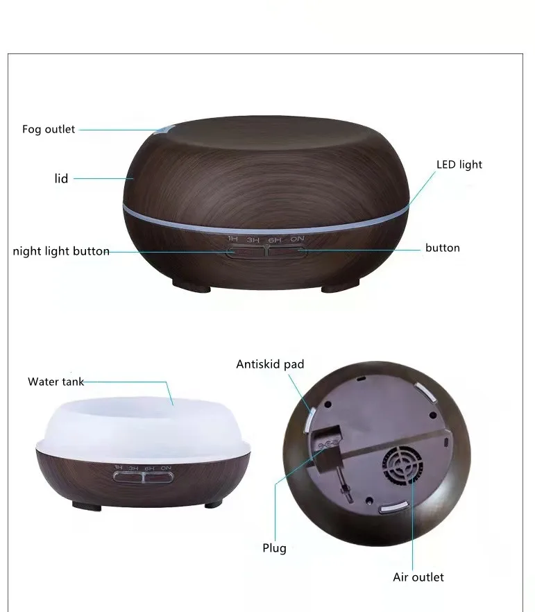 Factory Price Mini Portable Wood Grain 500ml Usb Diffuser Essential Oil ...