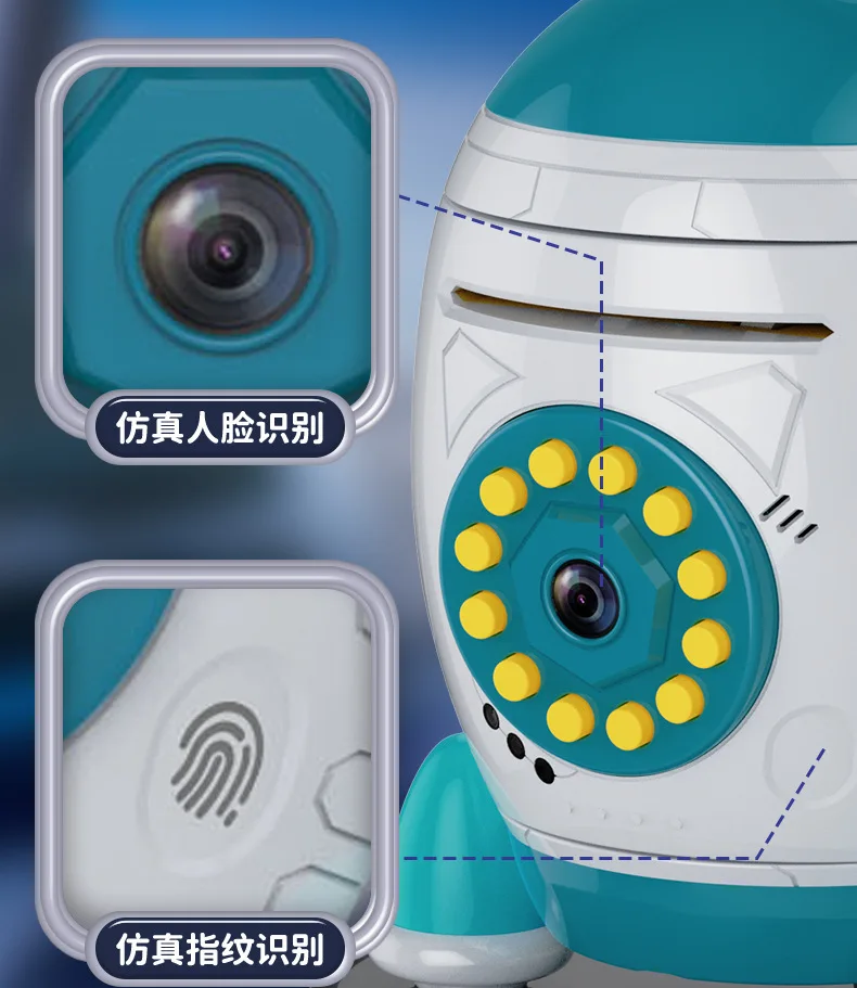 Rocket Fingerprint Unlock Electronic Piggy Bank Safe Money Box Children Digital Coins Cash Saving Safe Deposit Atm Piggy Bank