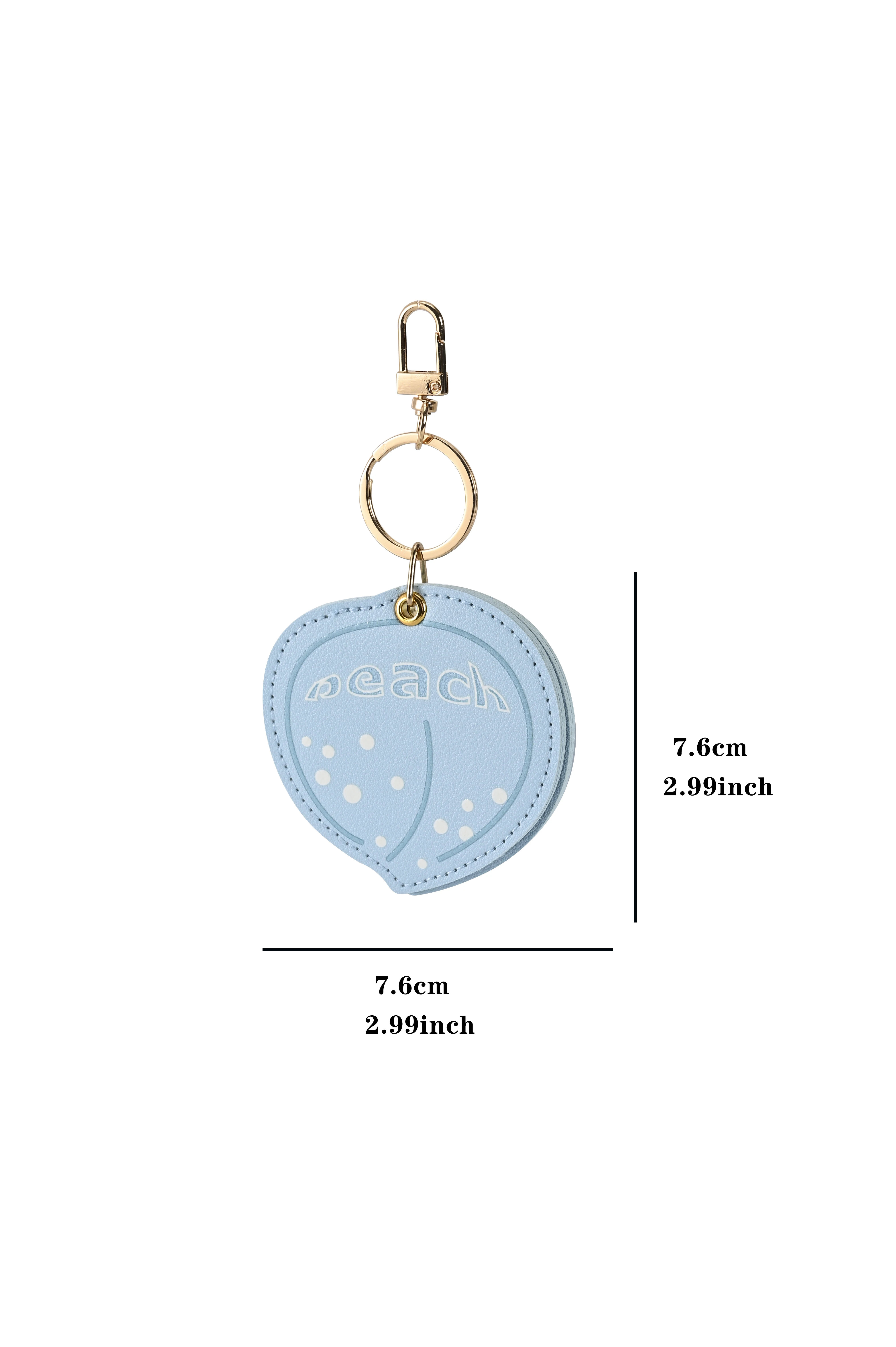 Newly Launched Gold Keychain Multi-color Leather case with Peach Shaped Cute Birthday Gift Hanging Bag and Makeup Mirror (1PC)