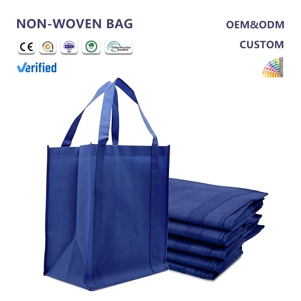 Handled Shoulder Strap Non-Woven Recyclable Reusable Eco-Friendly Shopping Bag with Letter Pattern for Daily Use Screen Printed