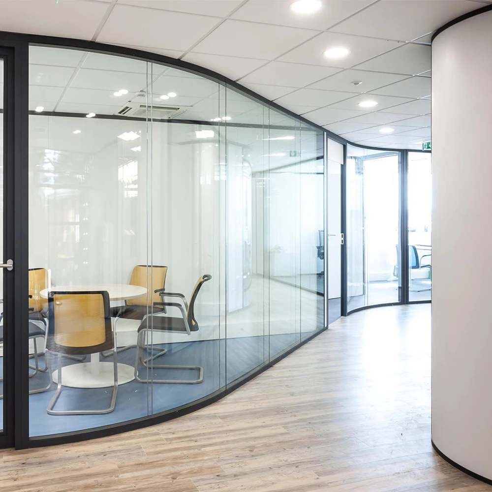 
 Прозрачная стеклянная перегородка для офиса с металлической пластиной, звукоизоляционная Водонепроницаемая перегородка  