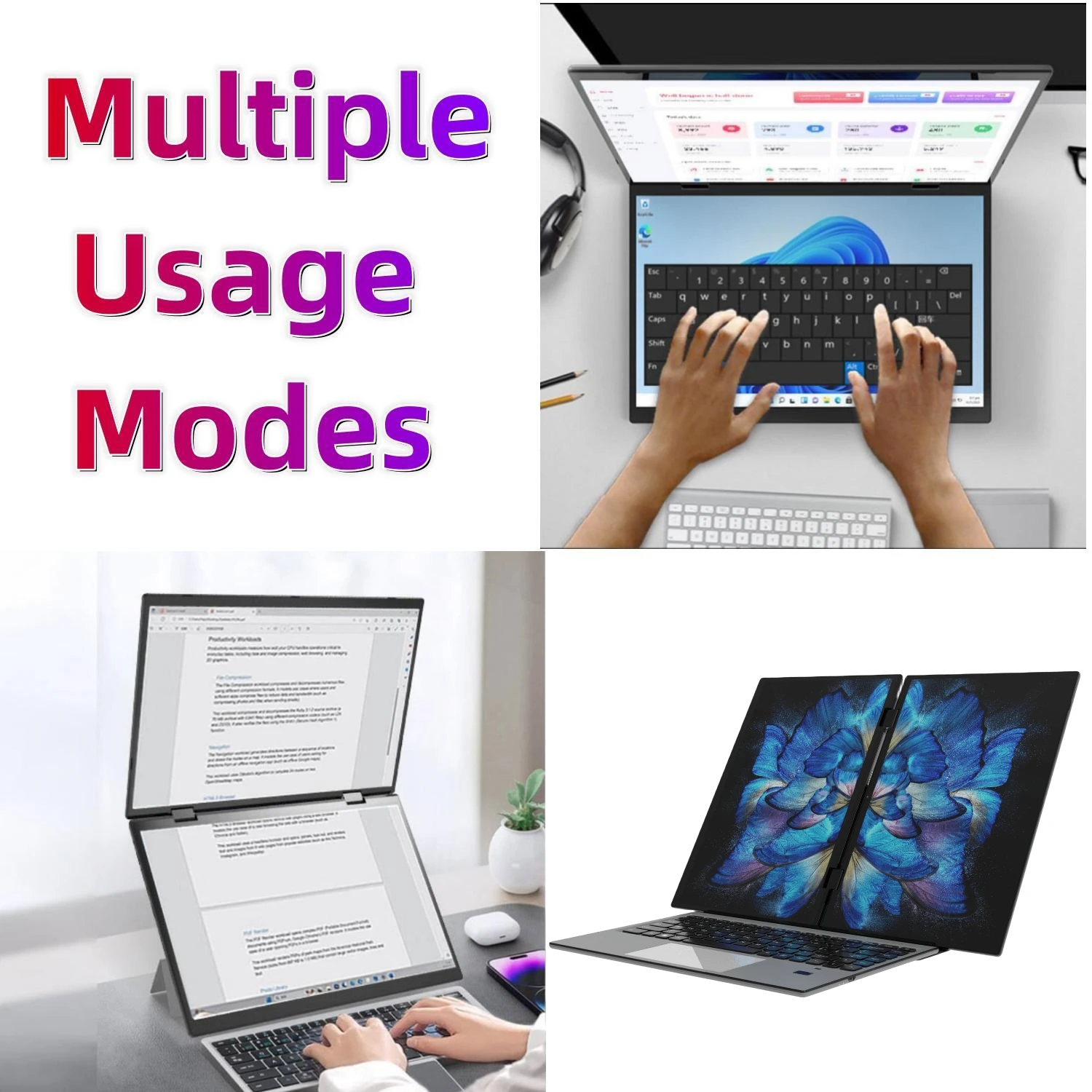2025 Popular Double Screen 14Inch 2K IPS Touch Screen 16G DDR4 With Stylus Pen Dual Monitor Laptop for Business