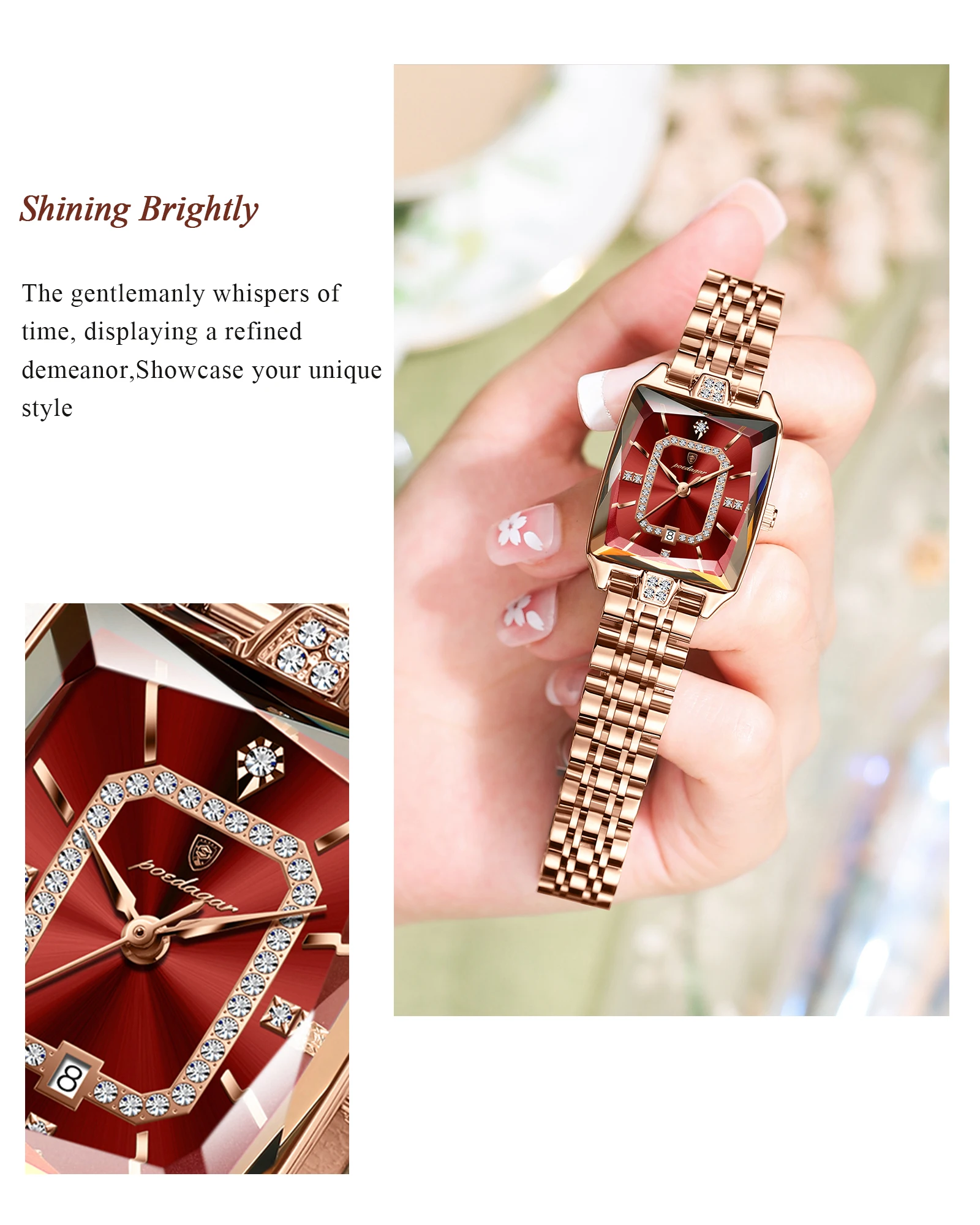 POEDAGAR 785 Fashion Quartz Watch Women Stainless Steel Waterproof Luminous Date Auto Luxury for Ladies Watches Relogio Feminino