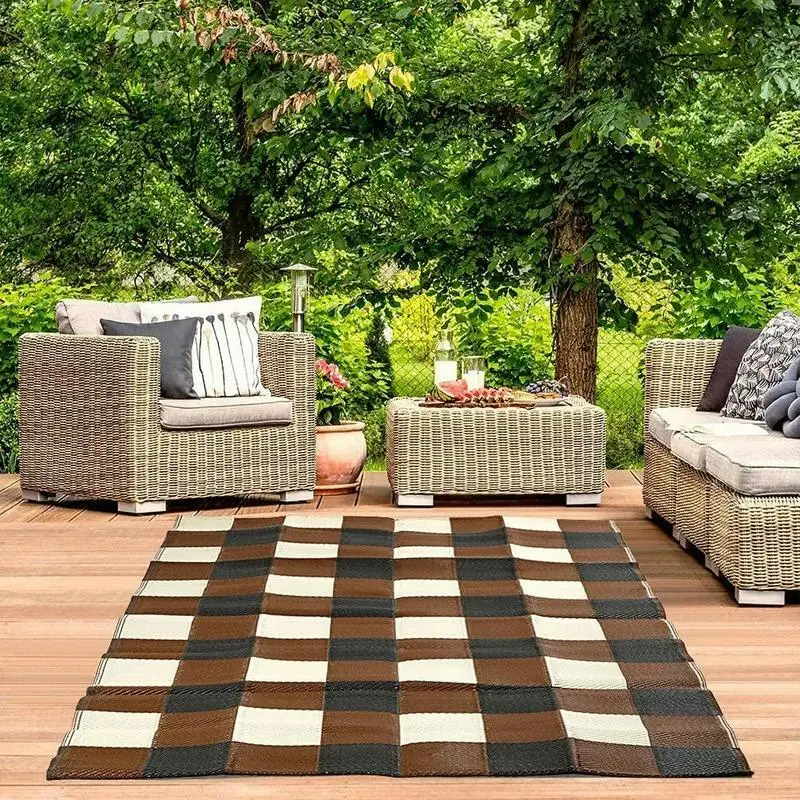 Tappeto Outdoor 4x6 Piedi In Plastica Impermeabile – Leggero, Reversibile, Per Campeggio E Interni