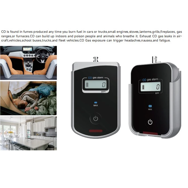 Portable Carbon Monoxide Detector Monitor 0 -1000 Ppm with Factory Calibrated Outdoor and Indoor Tent Camping CO Gas Alarm
