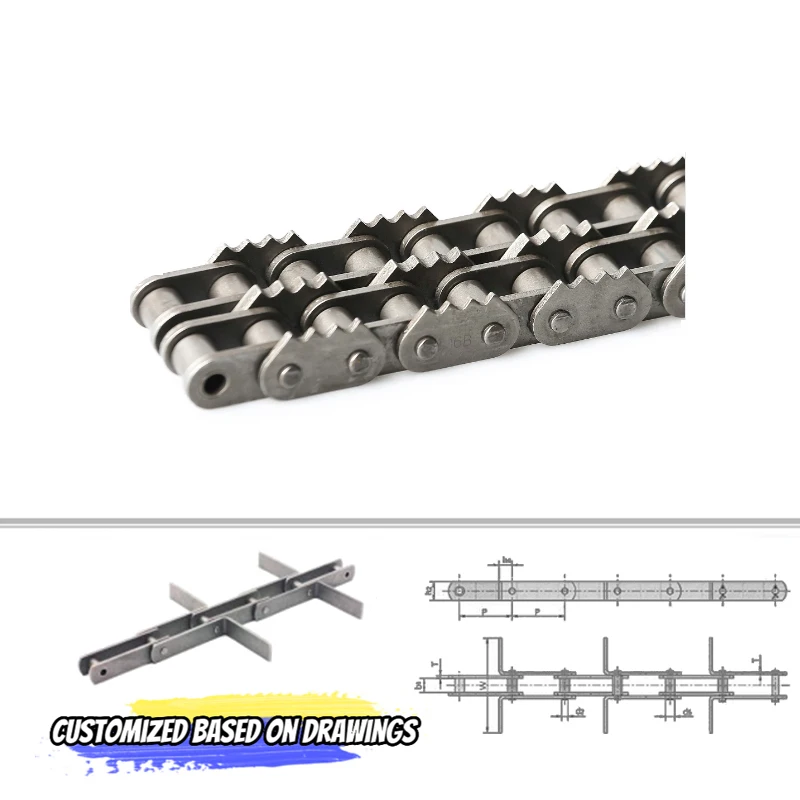 16b-2 08b 32b 48b Stainless Steel 40 Mn 100 Transmission Conveyor Short Pitch Roller Chain With Attachment