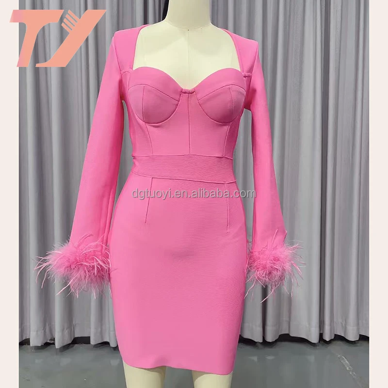 hot pink long sleeve bodycon dress Safe Keeping Long Sleeve Mini Dress Hot Pink main image 0