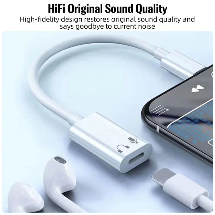 USB C to for Ios Audio Headphone Adapter for IP 16 15 Pro Max Pad Pro Type C HIFI Aux Earphone Cord Connector