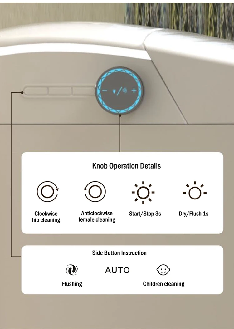 Auto Sensor Flush Open Electric Bathroom Japanese One Piece Intelligent ...