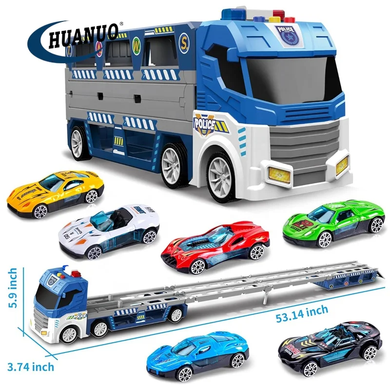 Camión De Carreras Con 8 Coches – Pista Plegable Y Garaje Portátil Para Niños +3 Años, Regalo De Cumpleaños