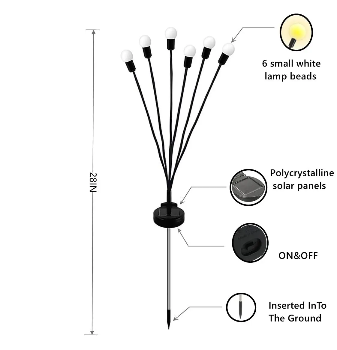 6/8/16 Led Solar Powered Wind-Powered Swaying Firefly Lamp Landscape Lights Garden Outdoor Waterproof Rgb Firework Holiday Light details