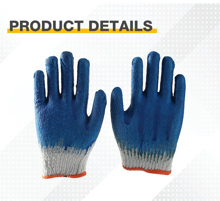 10 Gauges Cotton Latex Coated Safety Gloves Knitted Smooth Hand Work