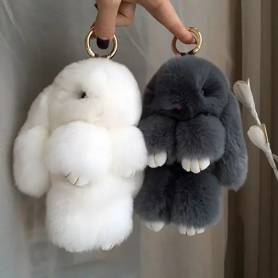 Buy Wholesale China New Design Rabbit Flur Keychain Plush Stuffed