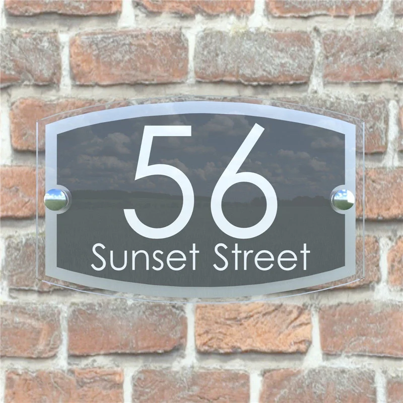 Custom LOGO Print House Number Street Name Standoff Acrylic Signage