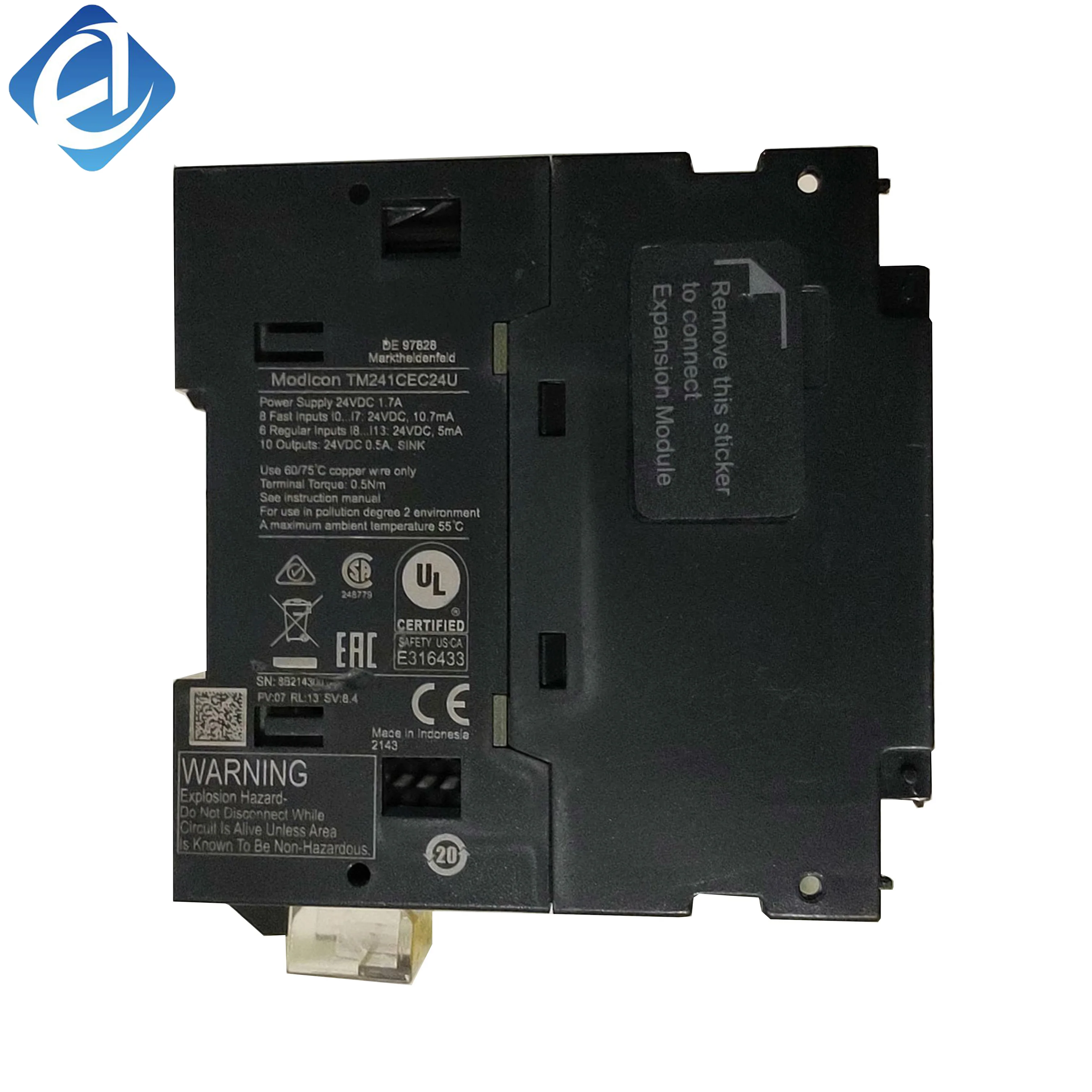 New Original TM241CEC24U Modicon M241 PLC. 24 transistor I/O points, built-in Ethernet port, high-speed logic control, convenient system expansion, stable anti-interference performance, fit for small automated machinery 