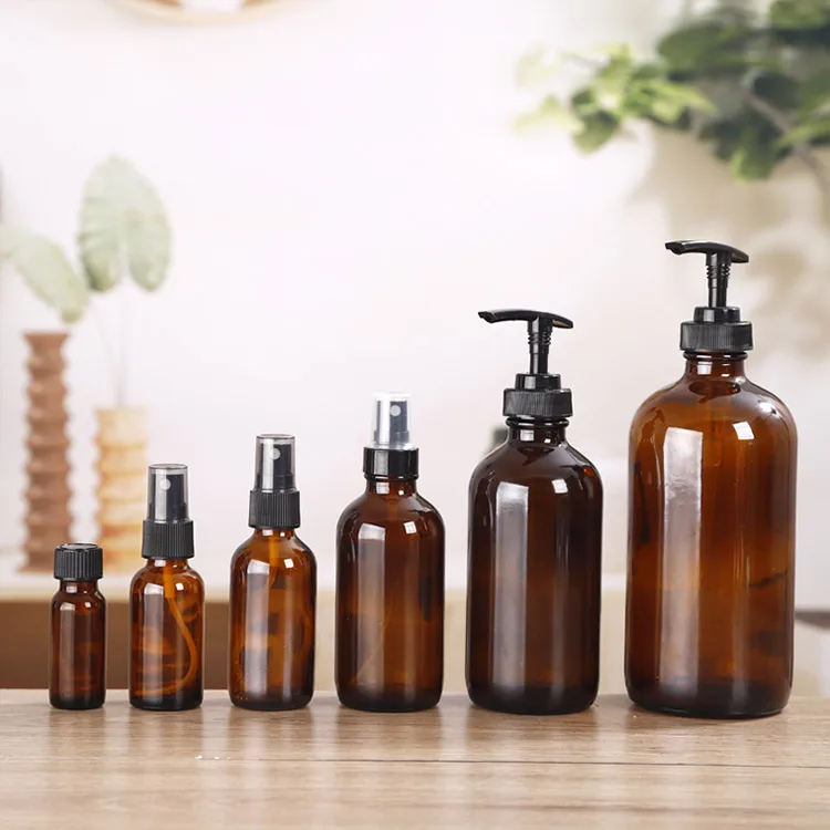 120ml 240ml 500ml 1000ml Cobalt Blue Amber Glass Spray Hand Sanitizer Bottle with Atomizer for Lotion Soap Dispenser