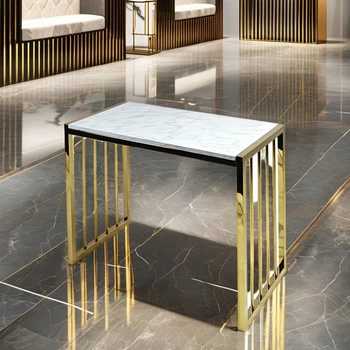 Garment Shop Counter Table Set Showroom Display Tables for Clothes Store Golden Display Rack
