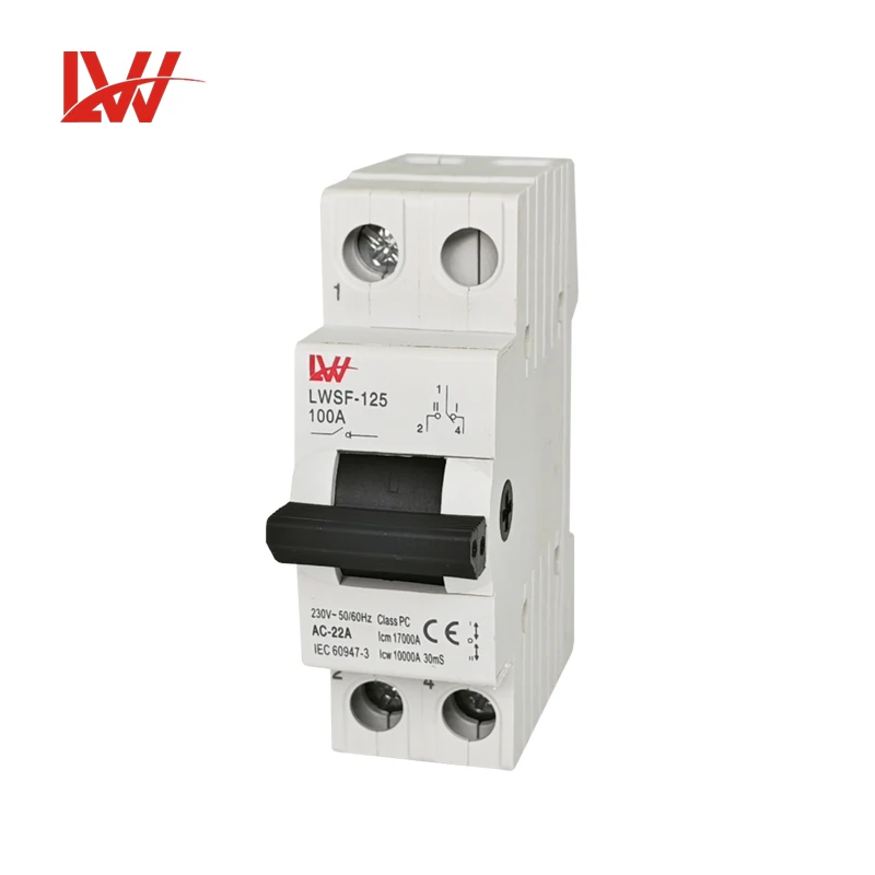 New Din Rail Mounted Modular Change Over Switch 1P 230V 400V 125A 100A 80A AC Transfer Switch