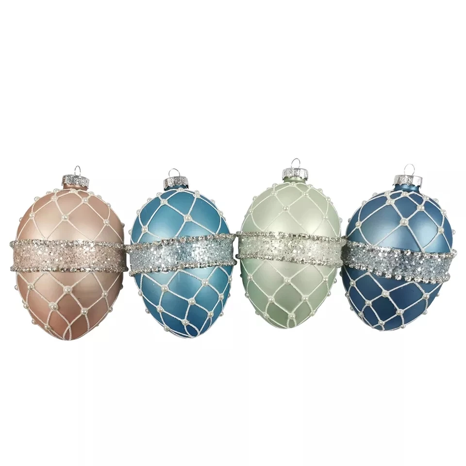 Beautiful vintage custom colored hanging blown glass xmas christmas tree decorations mini eggshell egg bauble ornament ornaments