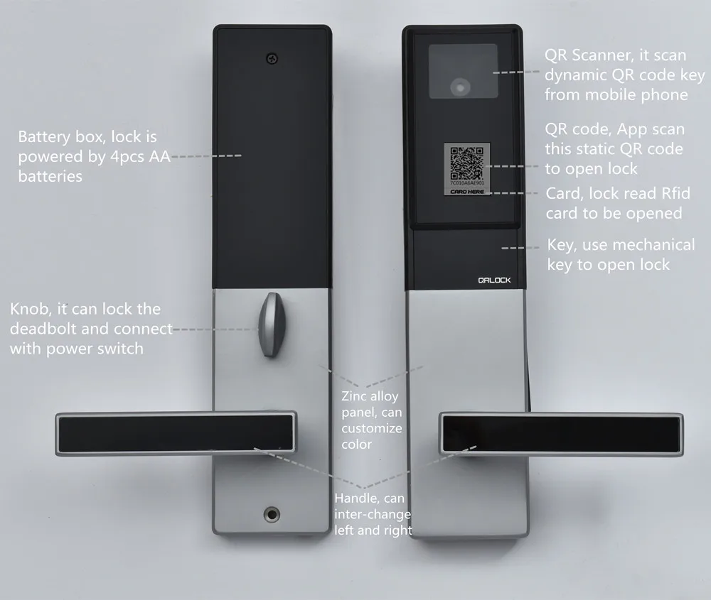 WiFi Smart Hotel Door Lock with QR Code & App Control Unlocking Feature
