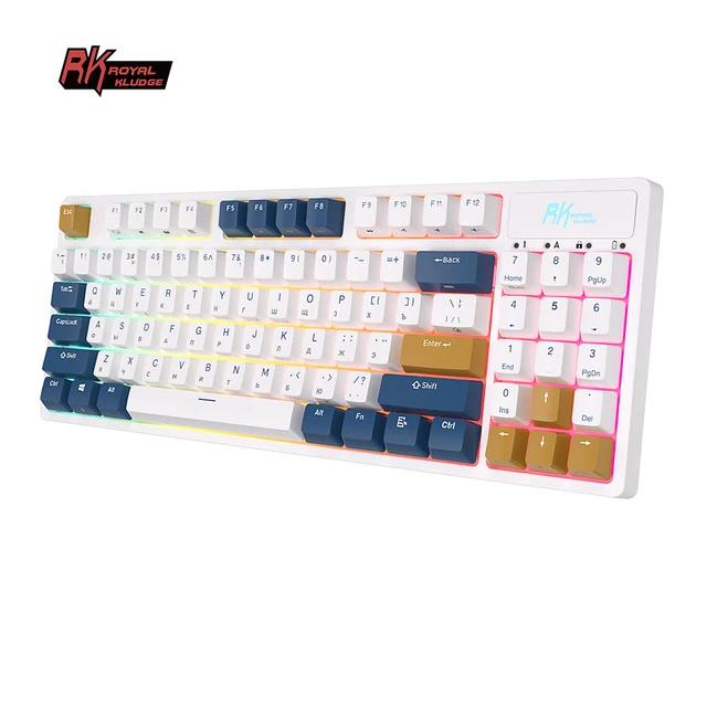 Royal Kludge Rk89 rgb backlit mechanical keyboard hotswap 89 keys colorblock keycaps custom russian wireless gaming keyboard