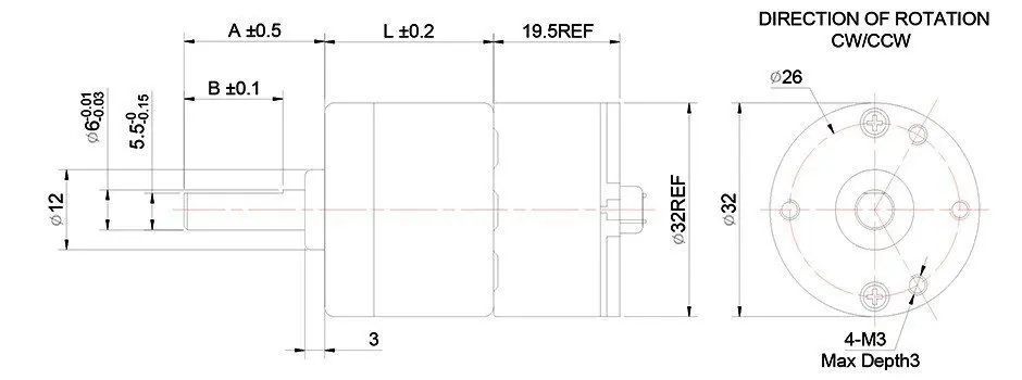 KG-32A500 dc gear motor 3-36v no-load speed 2000-30000rpm no-load torque 1-1500g.cm used chiefly in centrifugal machine