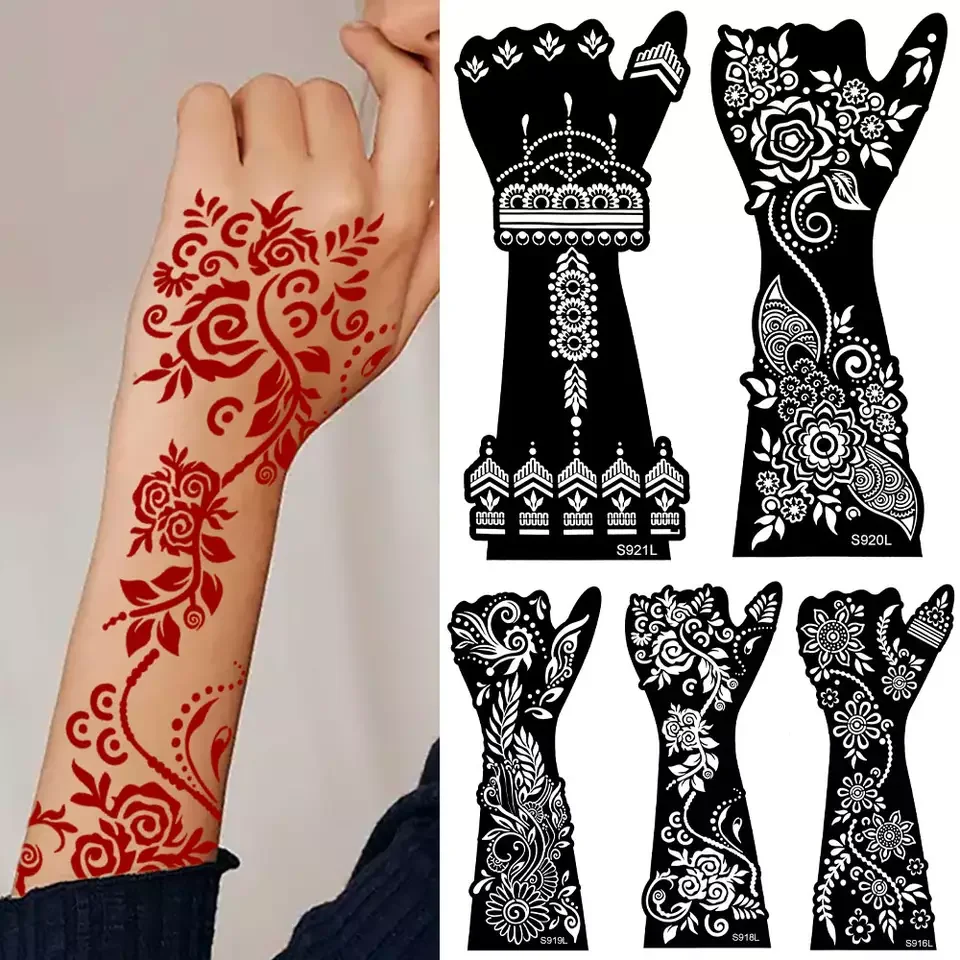 Henna Tattoo Stencil Kit Temporary Tattoo Template Indian Arabian Tattoo Stickers Mehndi