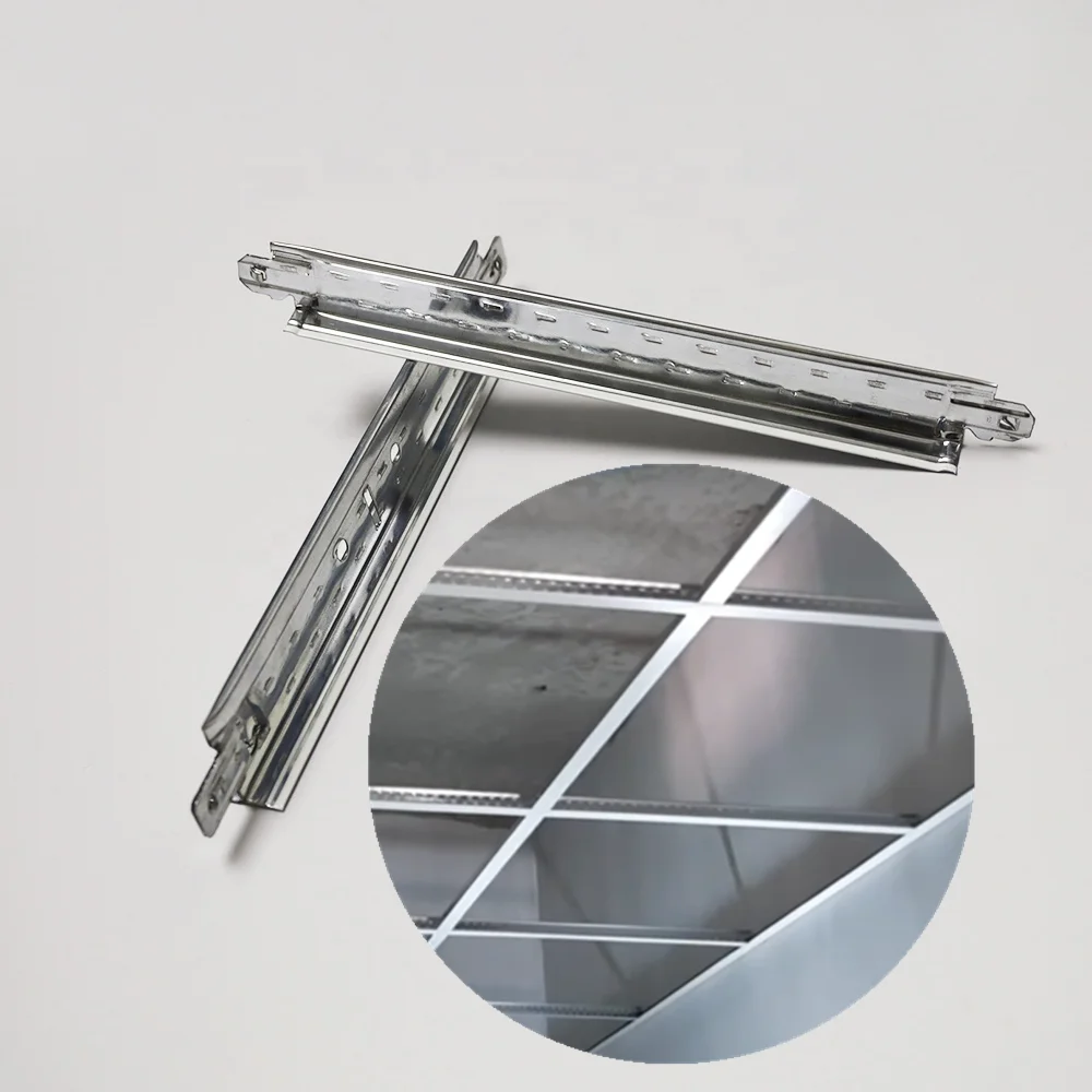 Saintec Modern Design Drop Ceiling T Grid Suspension System Tee Bar Ceiling Grid Galvanized Steel Fireproof Corrosion Ceilings