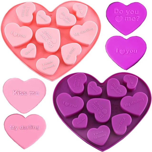 Valentine's Day Heart Mold Silicone,Conversation Heart Mold for Chocolate Candy Gummy Baking Cake Soap Resin Making