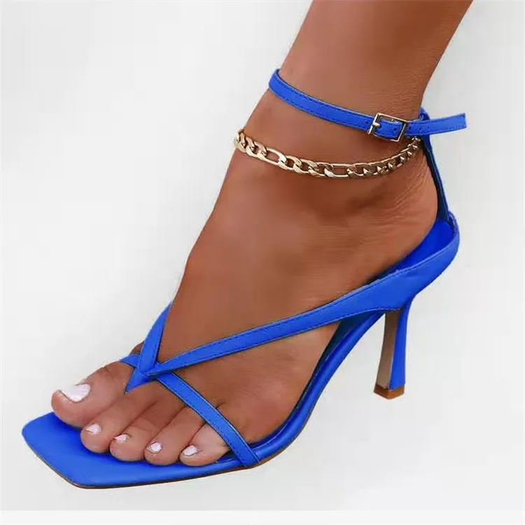 Square Toe Slipper Women Shoes Summer Sandals Flat Flip Flops Ankle Strap Sandals - Image 4