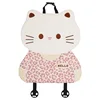 Linen leopard print 3D cat cushion with pink backrest