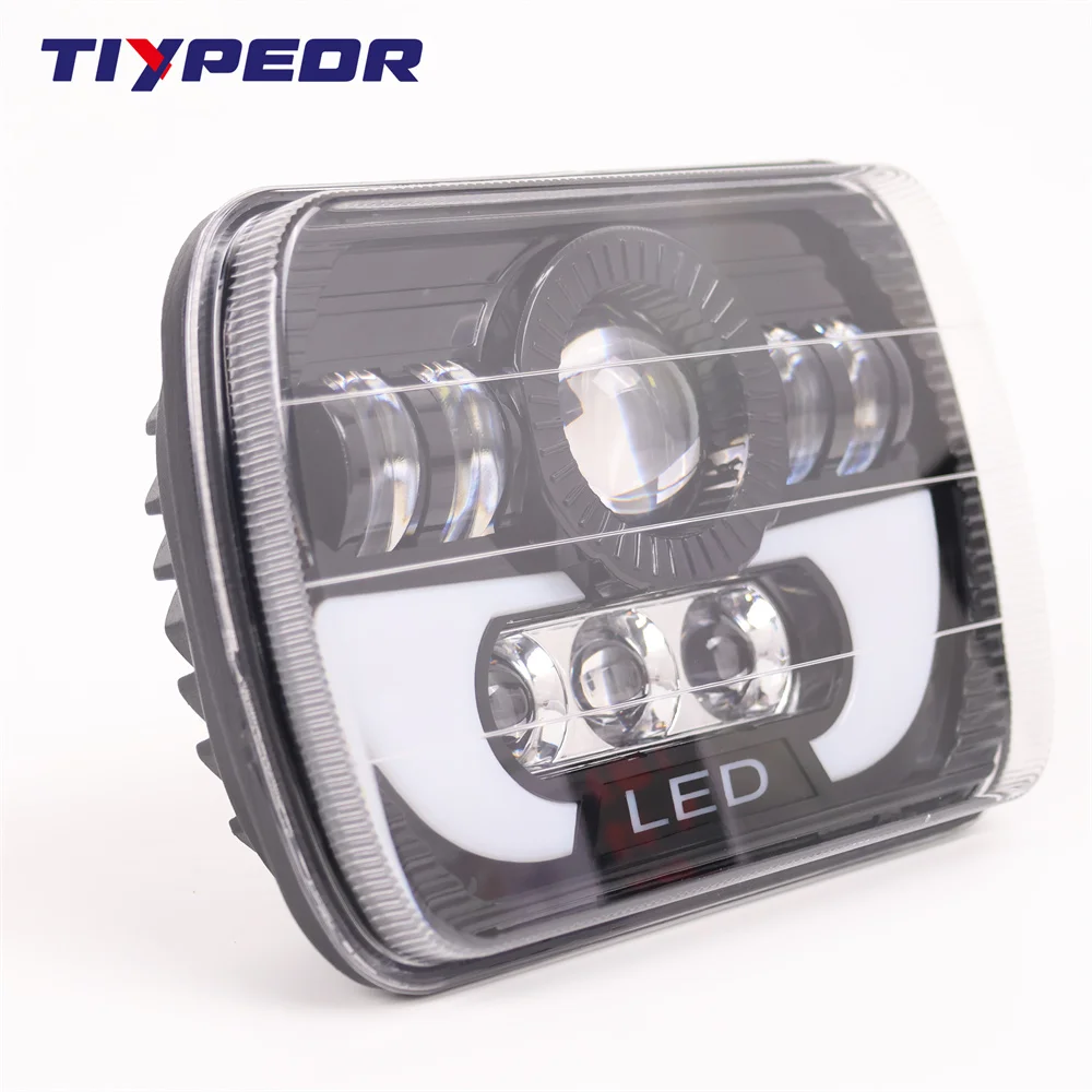 product tiypeor 7inche motorcycle car led headlight automotive square headlamp assembly waterproof h4 drl for xj yj car truck motobike-11