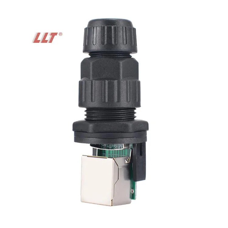 LLT Factory 8P 8C Ethernet Connector Rj45 Panel Mount Waterproof Ip67 signal Connectors