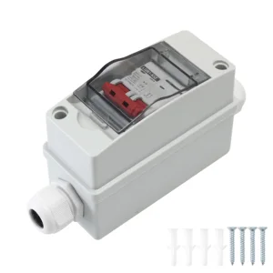 2P 32A DC 500V Miniature Circuit Breaker IP65 Waterproof Solar PV Isolator Switch Box Cable Optional for Home PV System RV Boat