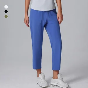 Women's Summer Style Casual Outdoors Sports Running Fitness Pants High-Waist Wide-Leg 4-Way Stretch Woven Fabric Active Pants