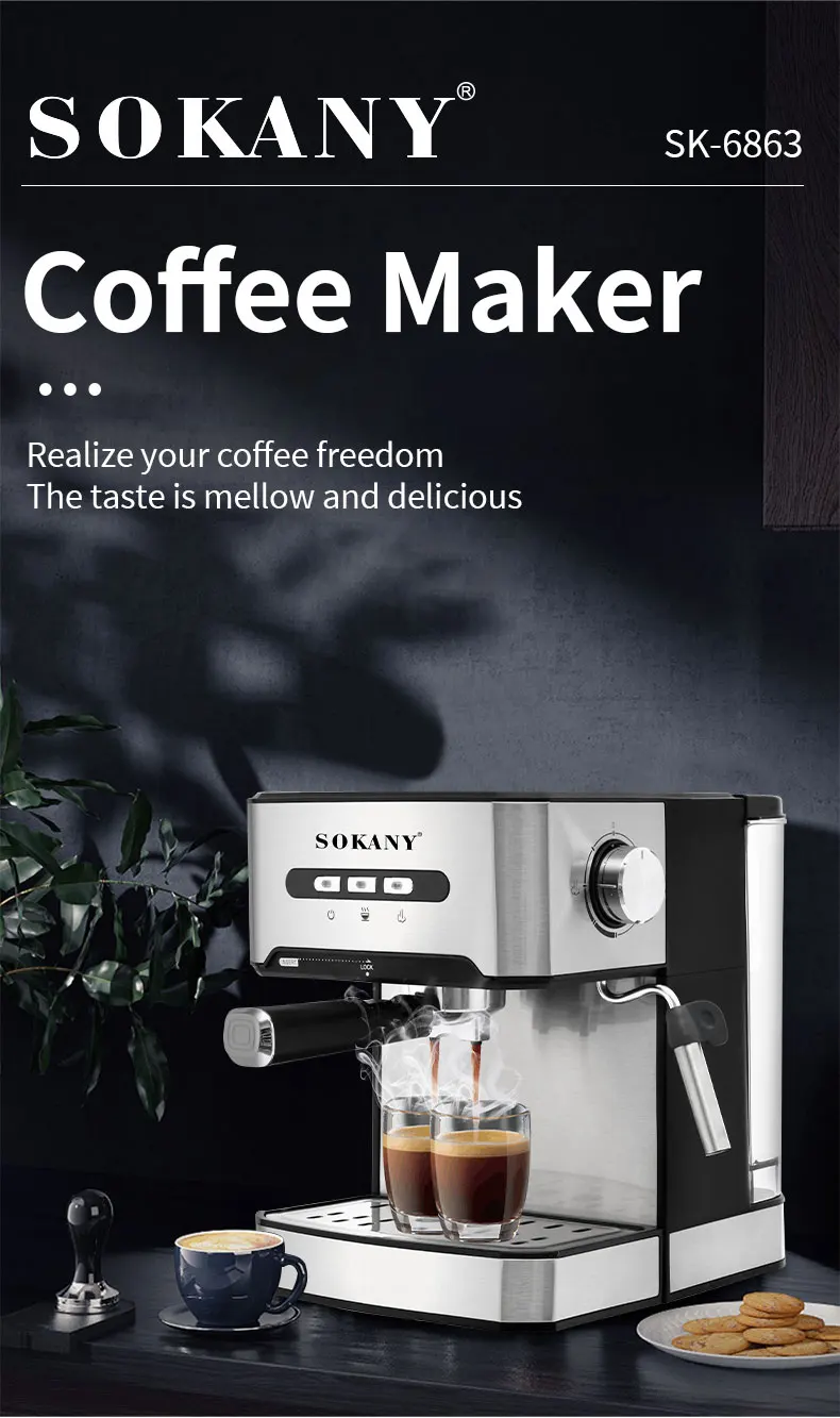 Sokany Coffee Italian Machine 15bar High Quality Espresso Coffee