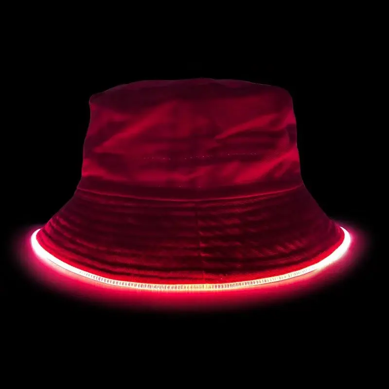 LED Rave Hat LED Light Up Rave Bucket Hat - 7 Color Flashing Festival ...