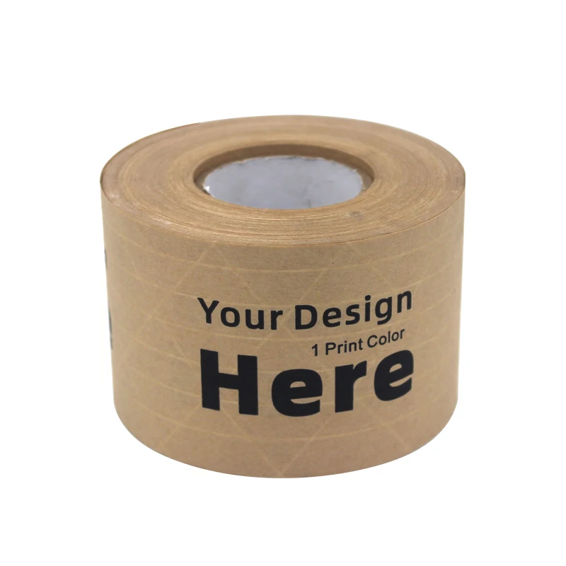 Eco Friendly Biodegradable Reinforced Kraft Paper Tape Natural Color