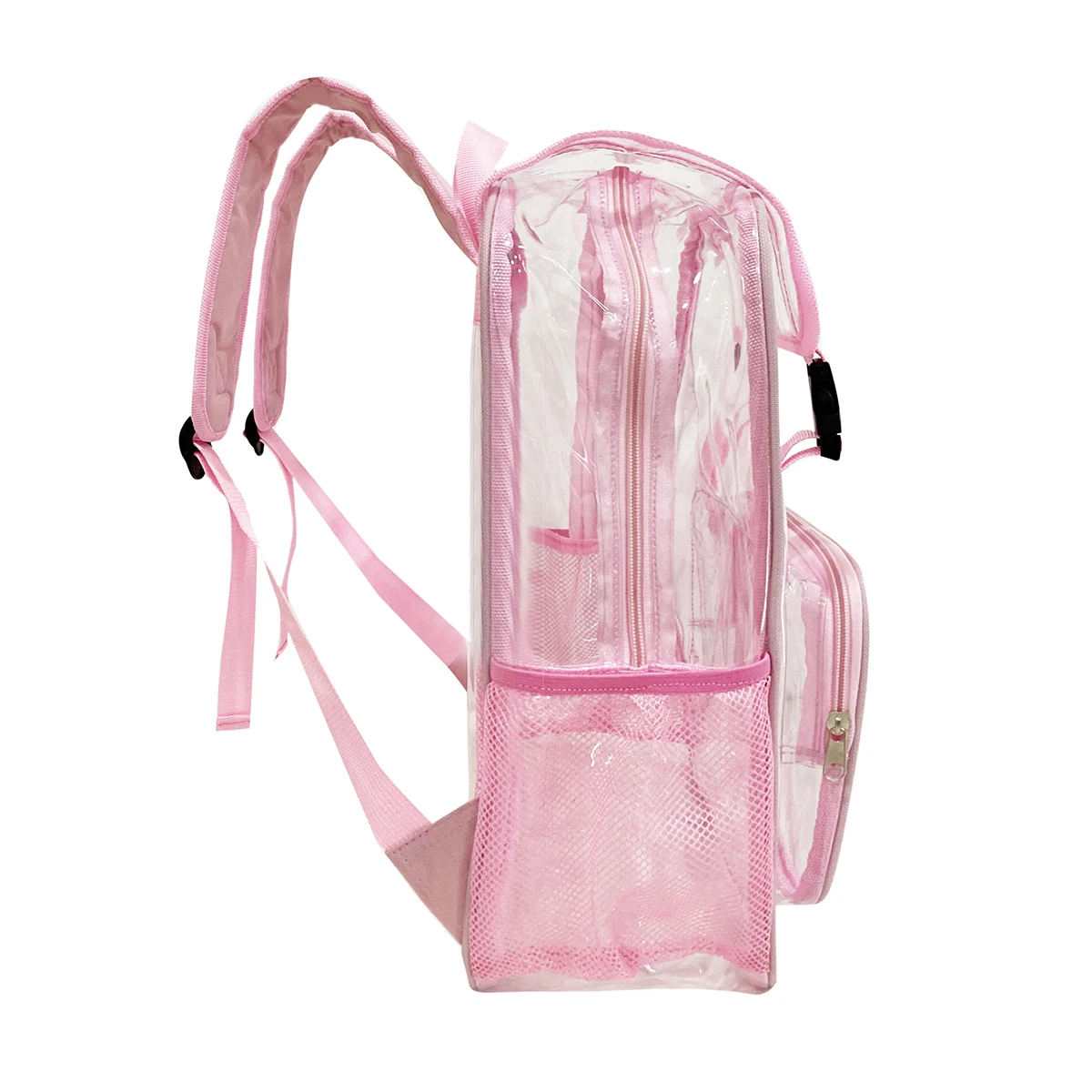 Customized logo pvc material high quality pink colorful school backpack transparent clear pvc backpack for men women kids