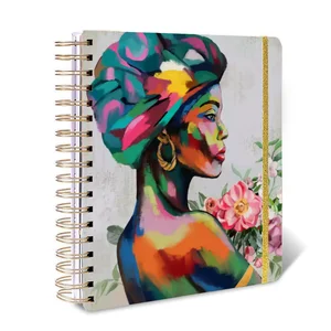 Wholesale Cheap Customised Beautiful Black Girl with Pen Kraft Leather Gift Set Promotional Planner Notebook Journal