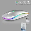 บลูทูธ 2.4G โหมดคู่พร้อมไฟส่องสว่าง สีเงิน