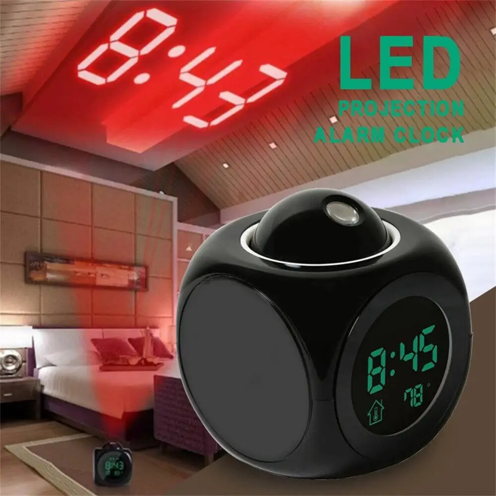 Creative Projection Alarm Clock Wall/Ceiling Led Projection Equipment Lcd Digital Voice Talking Temperature Clock