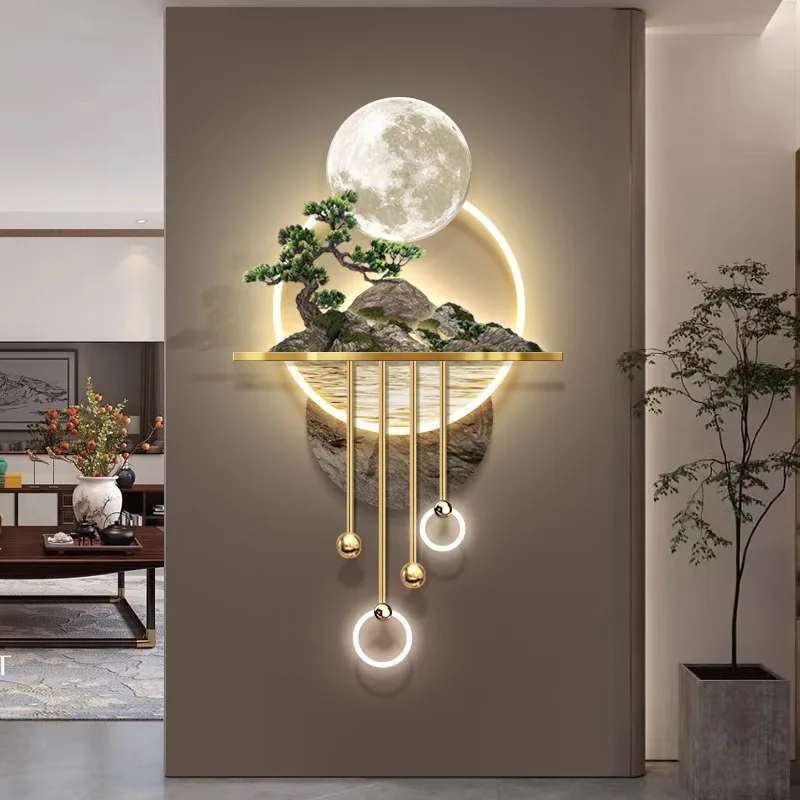 3D Three-Dimensional Porch Landscape Led Light Painting Art Wall Home Decor Luxury Led Light Wall Lamp Hanging Painting Murals