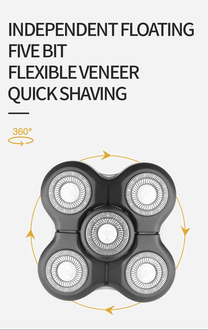 KM-1111 Factory price waterproof cordless painless multifunction hair shaver 5 in 1 men electric
