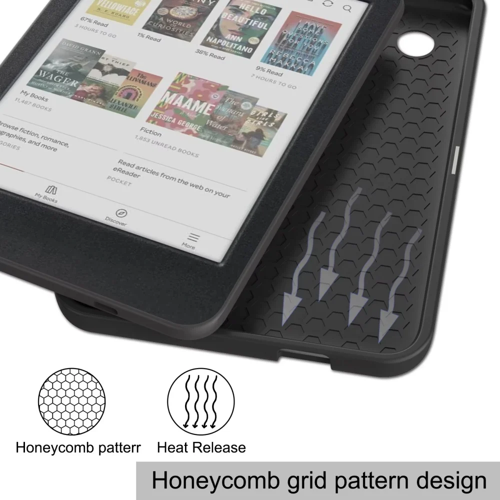 product new tpu leather e reader case scratch resistant  wraparound corner flat case  auto wake function for kobo clara colour laudtec-9