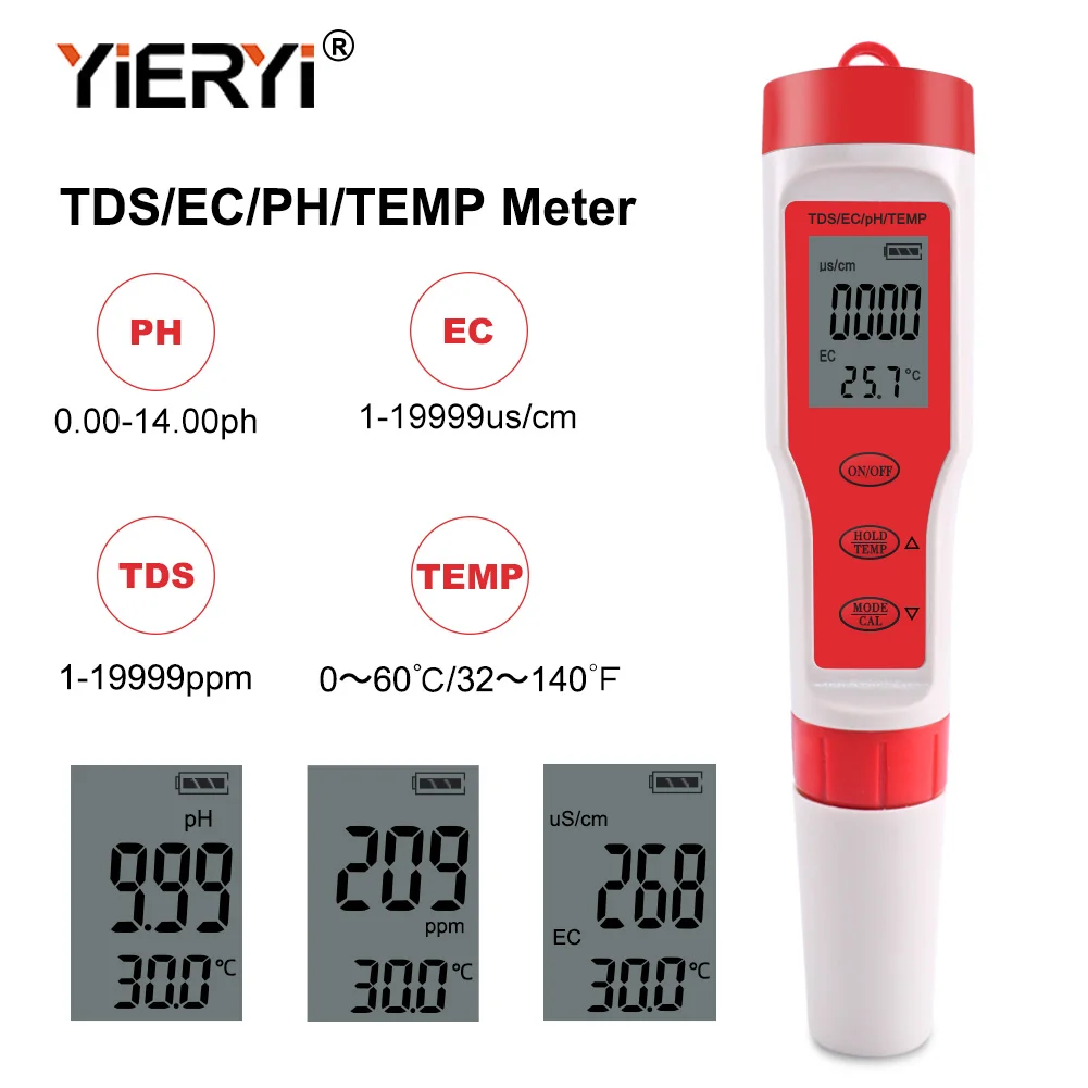 ph Meter Laboratory  4 in 1  Tds Ec ph Meter Without Backlight  TDS Meter Water Quality Tester With ATC