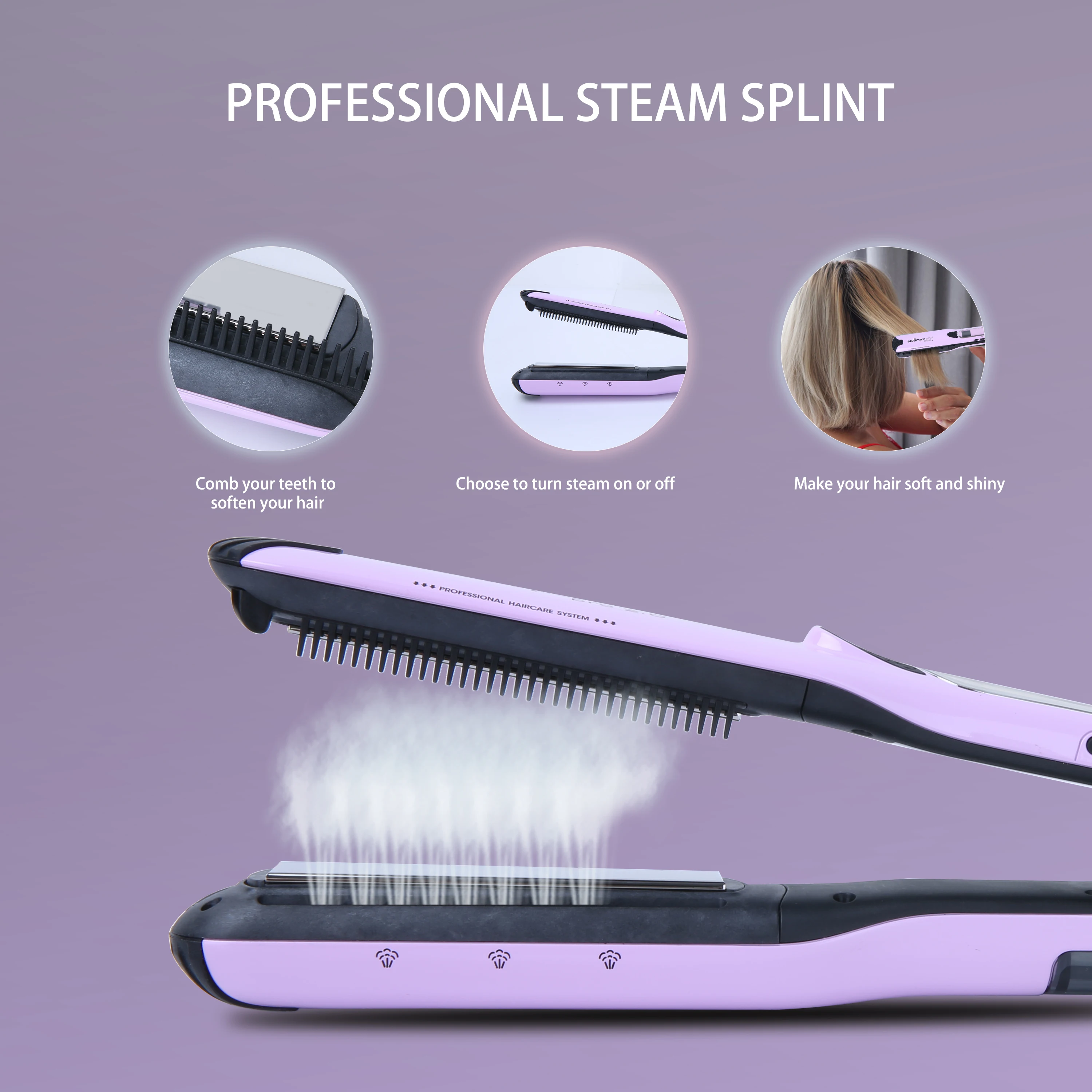 Steamplus 85w LCD 40ml Tank Titanium Plates Salon Styling Tools Steam Machines Iron Hair Straightener Brush
