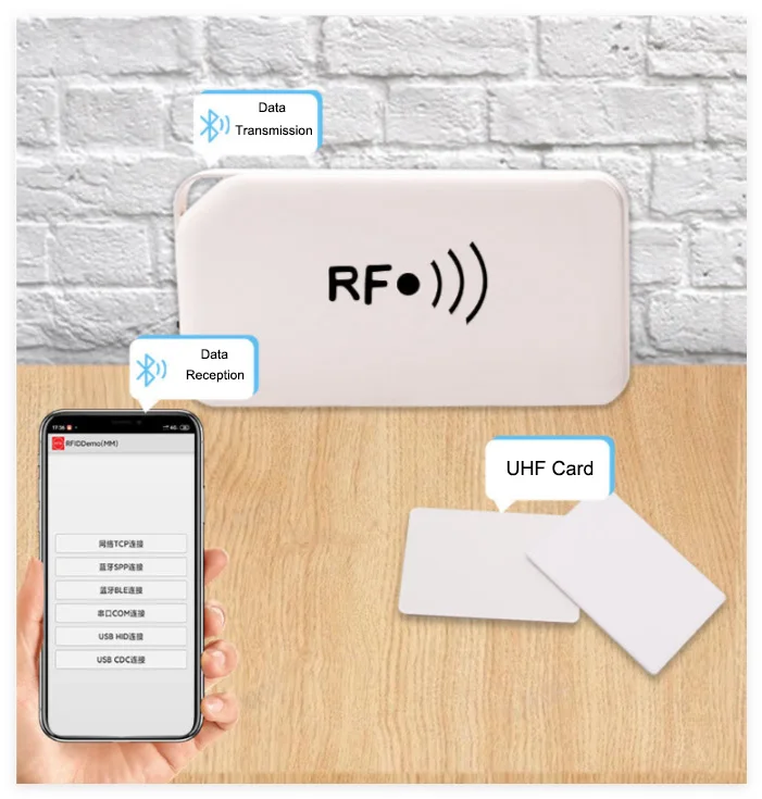 USB Desktop Windows Android BLE Portable 2m UHf RFID Handheld Reader for for Mobile