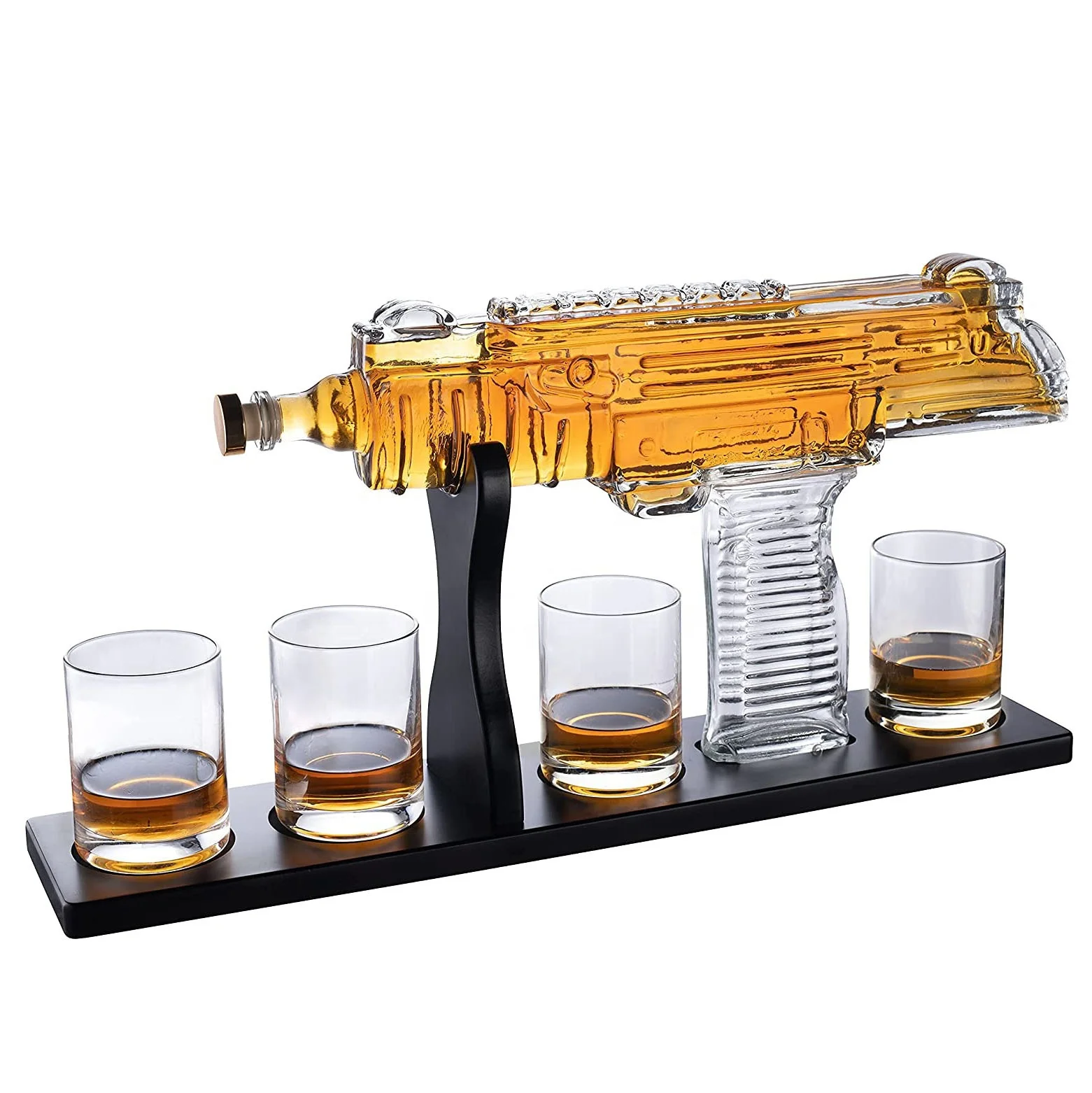 AR15 Whiskey Decanter and Glass Set - Drinking Party Accessory - Holster  Attachment, Silencer Stopper - 22oz & 4 1oz Shot Glasses - Drinking Party